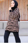 Yakası Fermuarlı Desenli Triko Tunik Siyah 11021-04 Yakası Fermuarlı Desenli Triko Tunik Siyah 11021-04