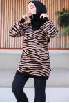 Yakası Fermuarlı Desenli Triko Tunik Siyah 11021-04 Yakası Fermuarlı Desenli Triko Tunik Siyah 11021-04