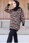 Yakası Fermuarlı Desenli Triko Tunik Siyah 11021-04 Yakası Fermuarlı Desenli Triko Tunik Siyah 11021-04