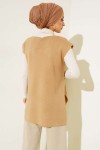 Kuşaklı Triko Suveter Camel 614 Kuşaklı Triko Suveter Camel 614
