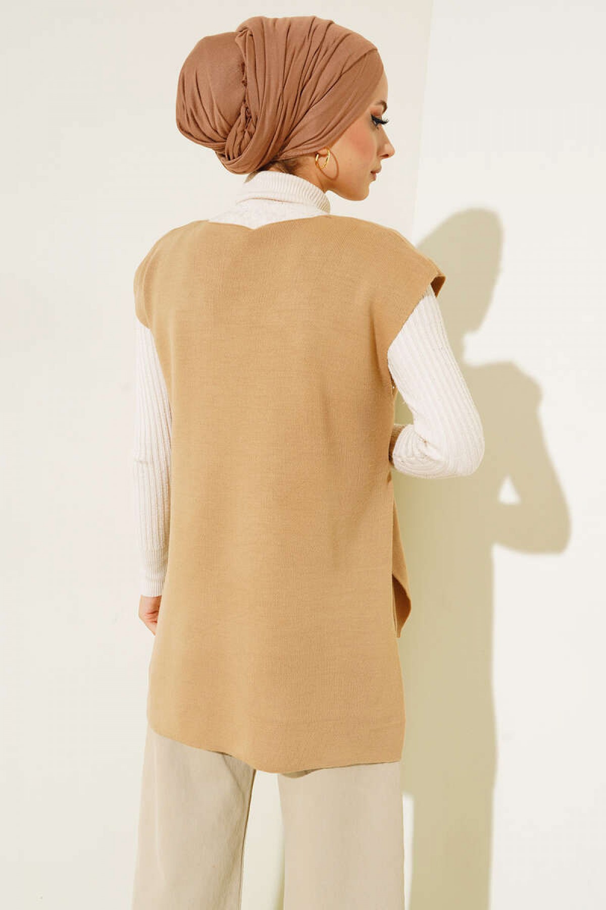 Kuşaklı Triko Suveter Camel 614 Kuşaklı Triko Suveter Camel 614