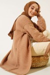  Kolları Kabartma Detalı Triko Hırka Camel 376