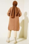 Kolları Kabartma Detalı Triko Hırka Camel 376