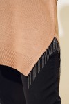 Yırtmacı Zincir Püsküllü Triko Tunik Camel 3009 Yırtmacı Zincir Püsküllü Triko Tunik Camel 3009