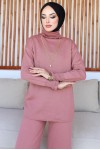 Yakası Ve Kolu Fırfırlı İkili Takım Gül Kurusu 5113 Yakası Ve Kolu Fırfırlı İkili Takım Gül Kurusu 5113