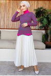 Çizgili Triko Bady Fuşya 5087 Çizgili Triko Bady Fuşya 5087