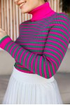Çizgili Triko Bady Fuşya 5087 Çizgili Triko Bady Fuşya 5087