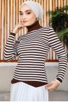 Çizgili Triko Bady Kahverengi 5087 Çizgili Triko Bady Kahverengi 5087