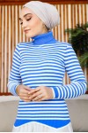 Çizgili Triko Bady Mavi 5087 Çizgili Triko Bady Mavi 5087