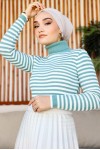 Çizgili Triko Bady Mint Yeşili 5087 Çizgili Triko Bady Mint Yeşili 5087