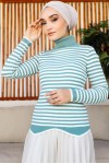 Çizgili Triko Bady Mint Yeşili 5087 Çizgili Triko Bady Mint Yeşili 5087