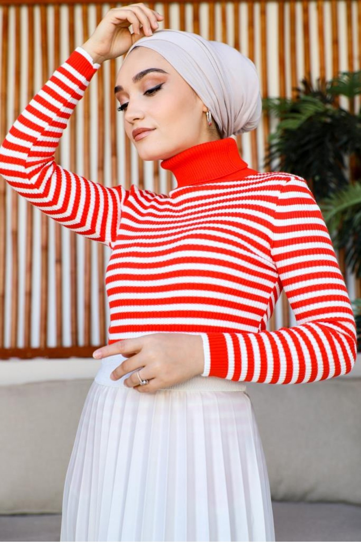 Çizgili Triko Bady Oranj 5087 Çizgili Triko Bady Oranj 5087