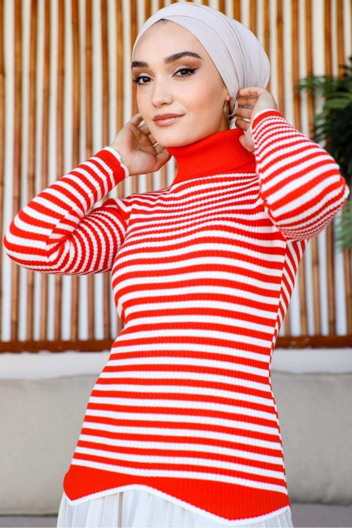 Çizgili Triko Bady Oranj 5087 Çizgili Triko Bady Oranj 5087
