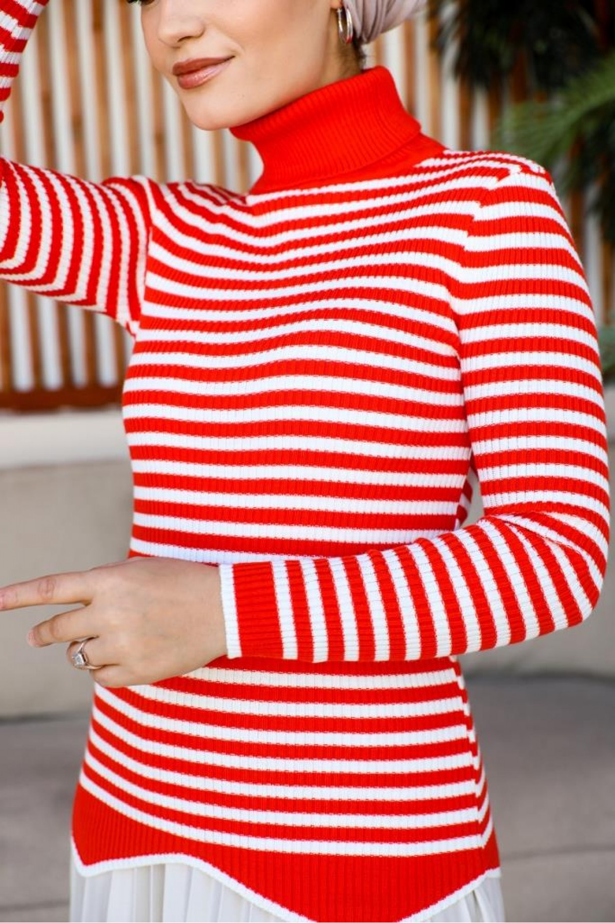 Çizgili Triko Bady Oranj 5087 Çizgili Triko Bady Oranj 5087