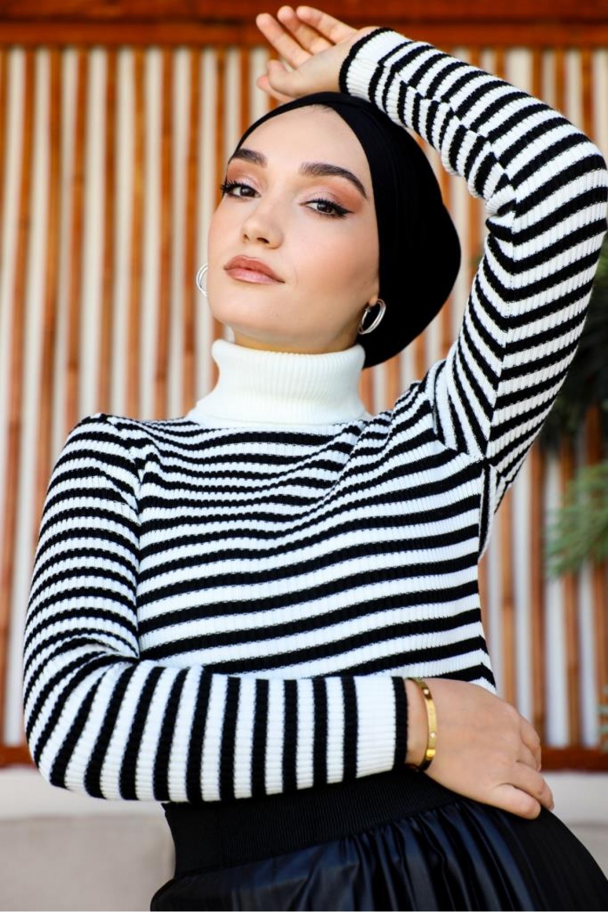 Çizgili Triko Bady Beyaz 5087 Çizgili Triko Bady Beyaz 5087