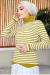 Çizgili Triko Bady Yağ Yeşili 5087 Çizgili Triko Bady Yağ Yeşili 5087