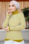 Çizgili Triko Bady Yağ Yeşili 5087 Çizgili Triko Bady Yağ Yeşili 5087