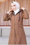 Mevsimlik Cepli Kap-Trençkot Taba 7003-1 Mevsimlik Cepli Kap-Trençkot Taba 7003-1