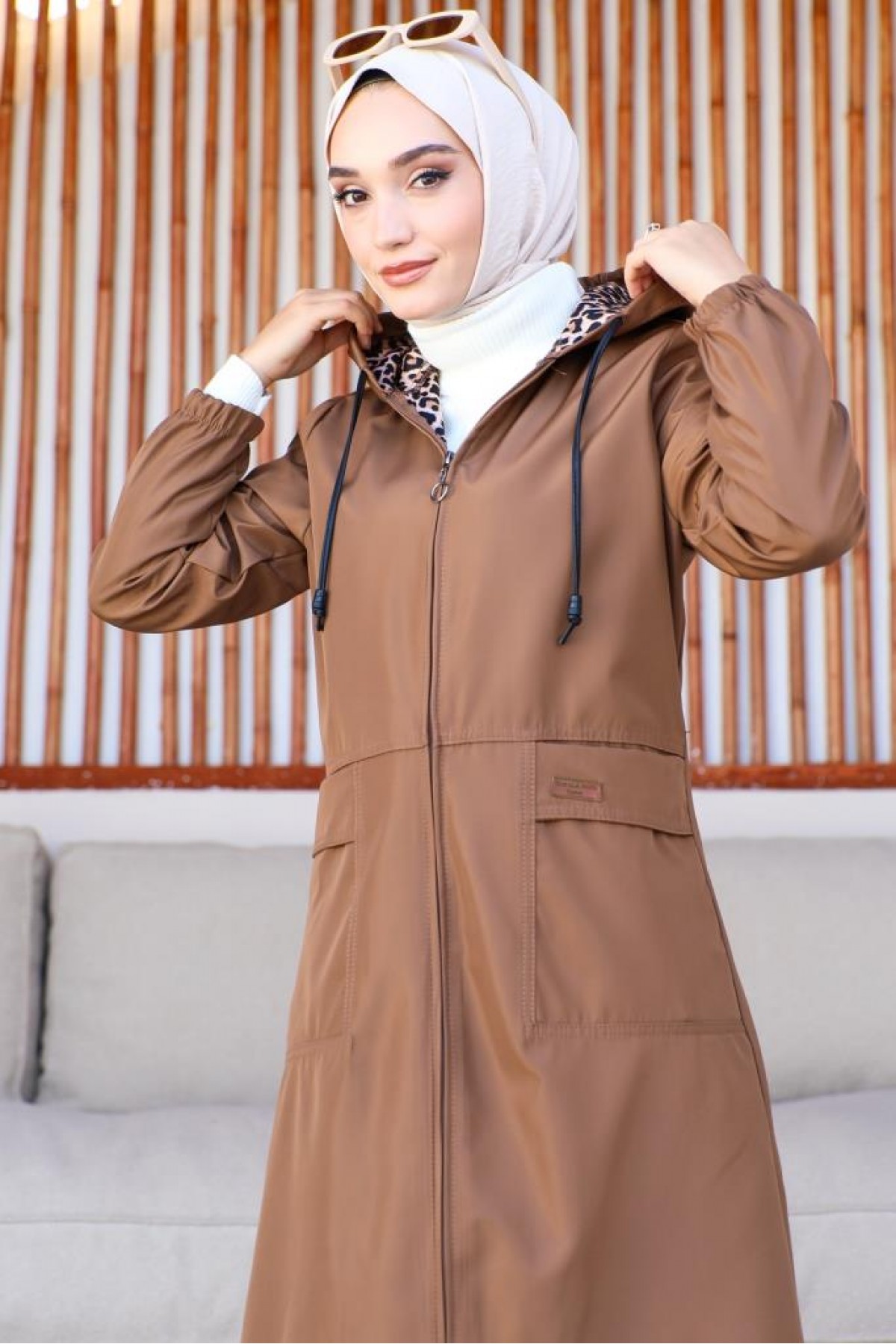 Mevsimlik Cepli Kap-Trençkot Taba 7003-1 Mevsimlik Cepli Kap-Trençkot Taba 7003-1