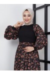 Bürümcük Baskılı Elbise Siyah 4665 Bürümcük Baskılı Elbise Siyah 4665