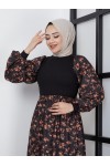 Bürümcük Baskılı Elbise Siyah 4665 Bürümcük Baskılı Elbise Siyah 4665