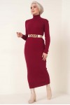 Fitilli Uzun Triko Elbise Bordo 23100 Fitilli Uzun Triko Elbise Bordo 23100