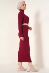 Fitilli Uzun Triko Elbise Bordo 23100 Fitilli Uzun Triko Elbise Bordo 23100