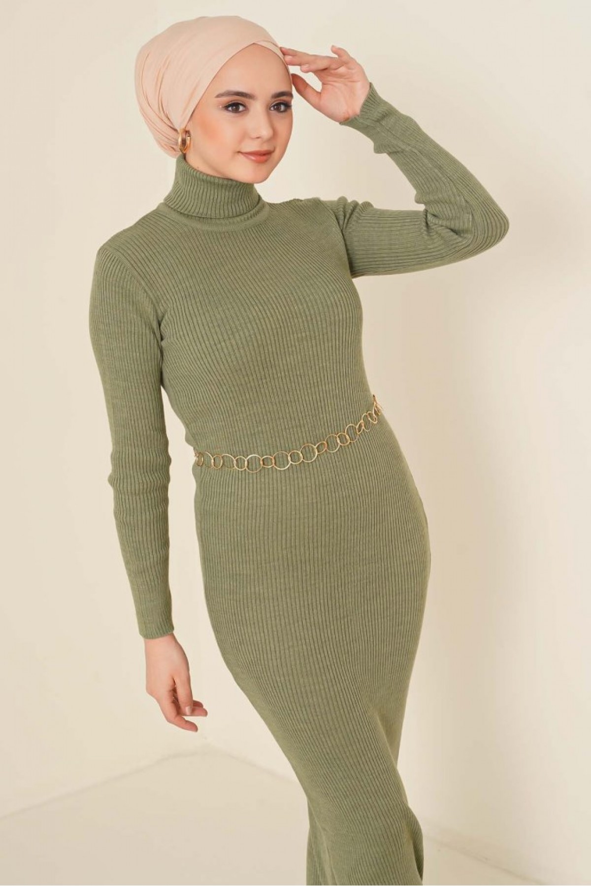 Fitilli Uzun Triko Elbise Mint Yeşili 23100 Fitilli Uzun Triko Elbise Mint Yeşili 23100