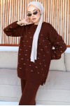 Gofralı Triko Takım Kahverengi 23006 Gofralı Triko Takım Kahverengi 23006
