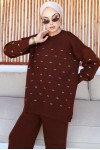 Gofralı Triko Takım Kahverengi 23006 Gofralı Triko Takım Kahverengi 23006