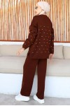 Gofralı Triko Takım Kahverengi 23006 Gofralı Triko Takım Kahverengi 23006