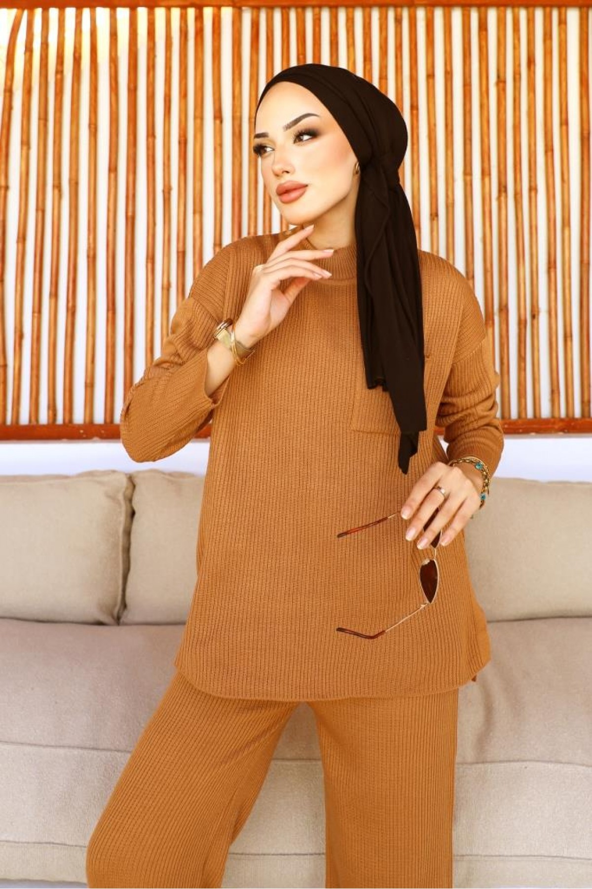 Cepli Fitilli Triko Takım Camel 23003 Cepli Fitilli Triko Takım Camel 23003