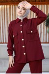Tesettür İki Takım Bordo 61661 Tesettür İki Takım Bordo 61661