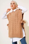 Yandan Kuşak Bağlamalı Süveter Camel 11024 Yandan Kuşak Bağlamalı Süveter Camel 11024
