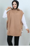 Boğazı Fermuar Detaylı Yandan Bağlamalı Süveter Camel 11025 Boğazı Fermuar Detaylı Yandan Bağlamalı Süveter Camel 11025