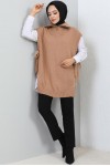 Boğazı Fermuar Detaylı Yandan Bağlamalı Süveter Camel 11025 Boğazı Fermuar Detaylı Yandan Bağlamalı Süveter Camel 11025