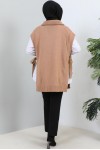 Boğazı Fermuar Detaylı Yandan Bağlamalı Süveter Camel 11025 Boğazı Fermuar Detaylı Yandan Bağlamalı Süveter Camel 11025