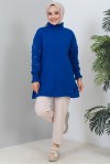 Kolları Detaylı Yarım Balıkçı Yaka Triko Kazak Saks Mavisi 3008 Kolları Detaylı Yarım Balıkçı Yaka Triko Kazak Saks Mavisi 3008