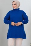 Kolları Detaylı Yarım Balıkçı Yaka Triko Kazak Saks Mavisi 3008 Kolları Detaylı Yarım Balıkçı Yaka Triko Kazak Saks Mavisi 3008