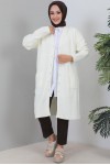  Uzun Triko Hırka Ekru 2446