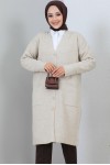 Uzun Triko Hırka Taş Rengi 2446 Uzun Triko Hırka Taş Rengi 2446