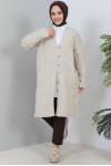 Uzun Triko Hırka Taş Rengi 2446 Uzun Triko Hırka Taş Rengi 2446