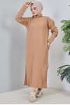 Fitilli Triko Elbise Camel 2455 Fitilli Triko Elbise Camel 2455