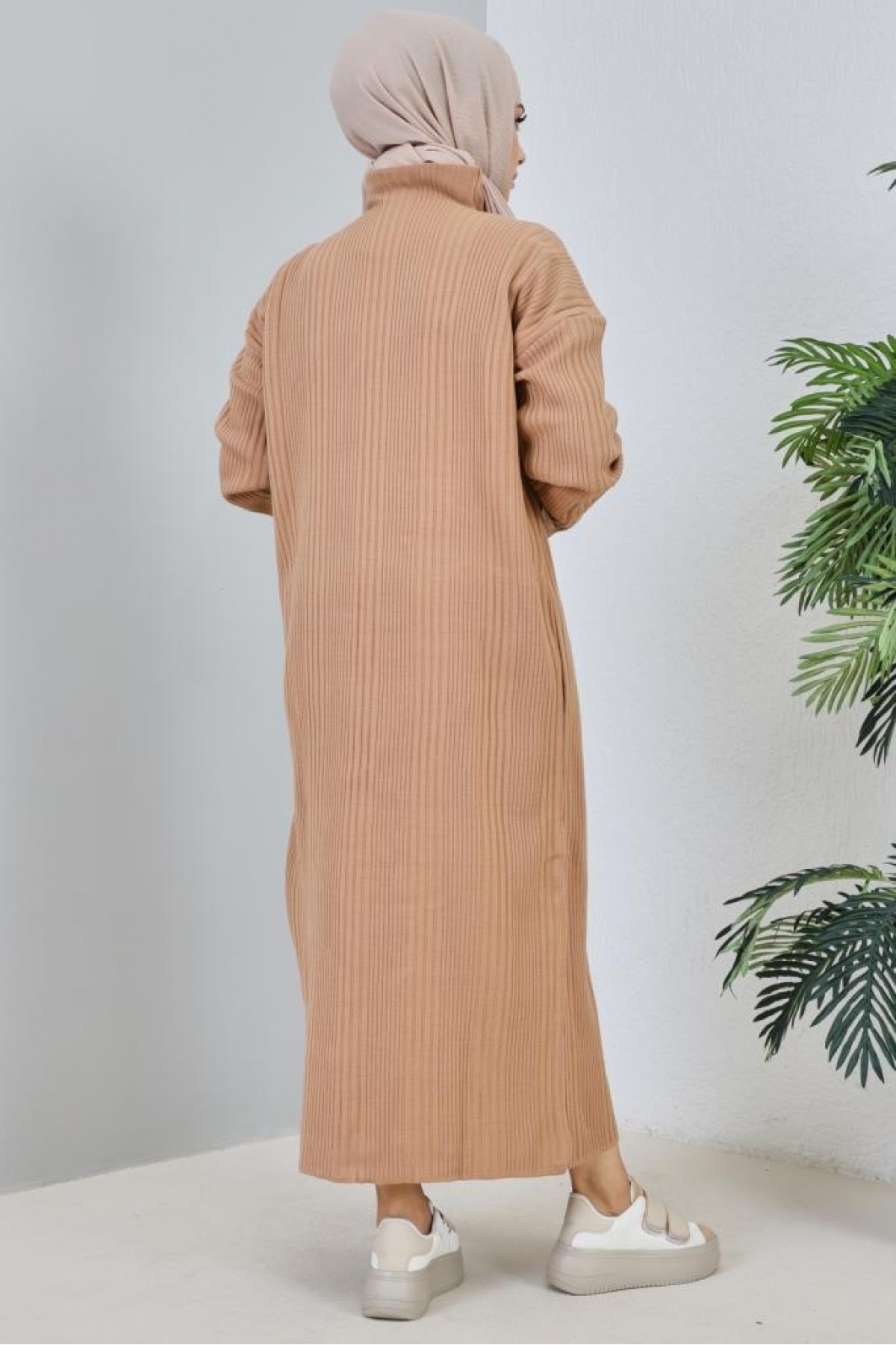 Fitilli Triko Elbise Camel 2455 Fitilli Triko Elbise Camel 2455