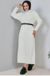 Fitilli Triko Elbise Ekru 2455 Fitilli Triko Elbise Ekru 2455