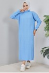 Fitilli Triko Elbise Mavi 2455 Fitilli Triko Elbise Mavi 2455