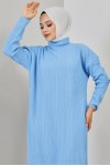 Fitilli Triko Elbise Mavi 2455 Fitilli Triko Elbise Mavi 2455