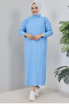 Fitilli Triko Elbise Mavi 2455 Fitilli Triko Elbise Mavi 2455