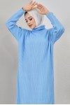 Fitilli Triko Elbise Mavi 2455 Fitilli Triko Elbise Mavi 2455