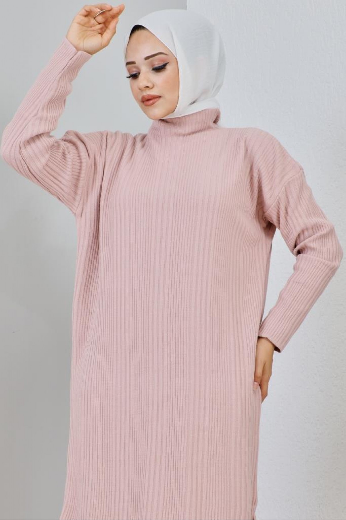 Fitilli Triko Elbise Pudra 2455 Fitilli Triko Elbise Pudra 2455